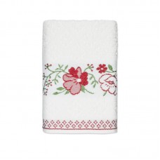 TOALHA DE BANHO YUNA BRANCO E VERMELHO 1/6 - 70X135CM